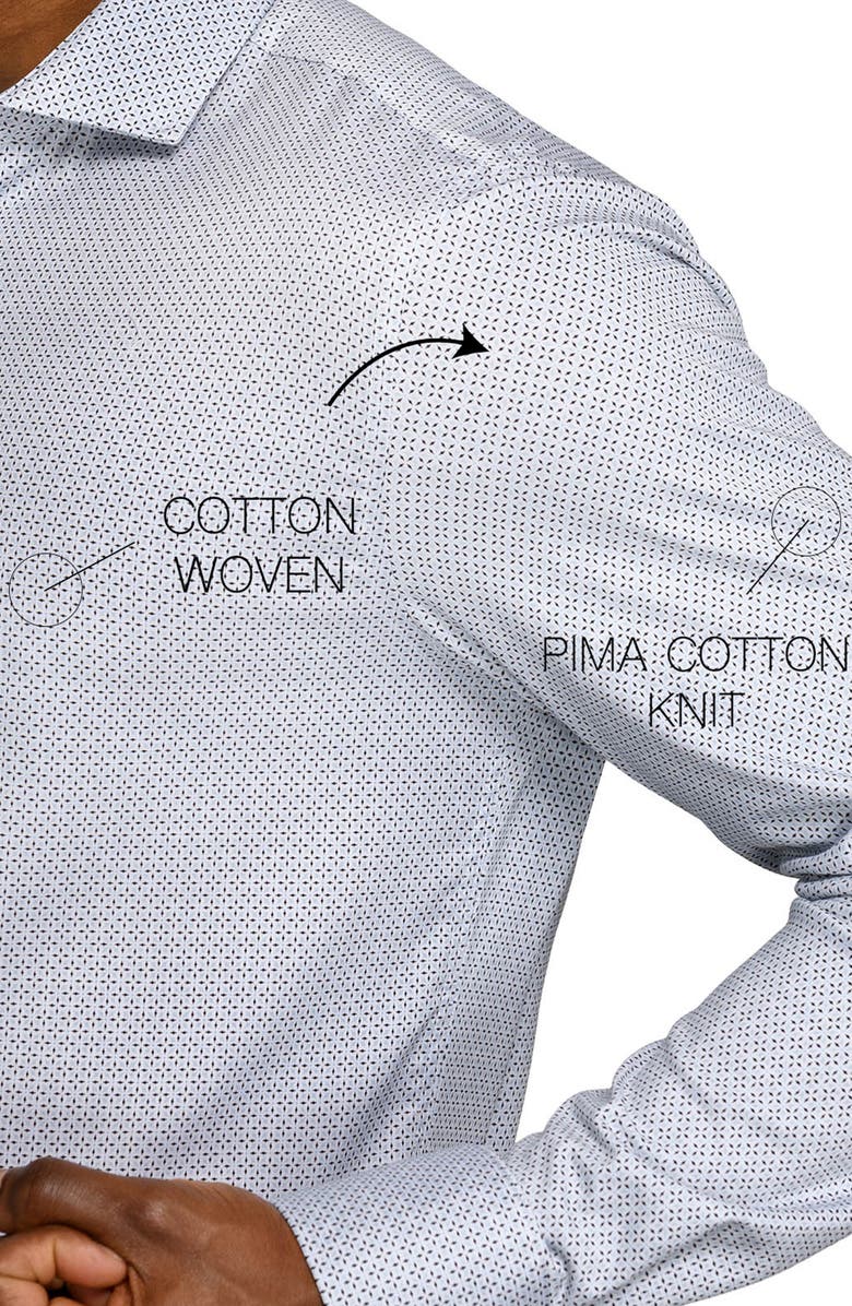 W.R.K Slim Fit Abstract Cross Reworked Dress Shirt, Alternate, color, White/ Grey