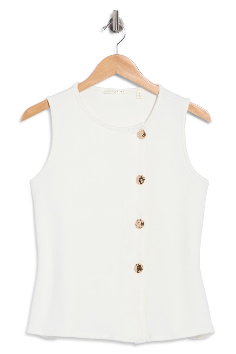 Milano Knit Button Tank, Main, color, BONE