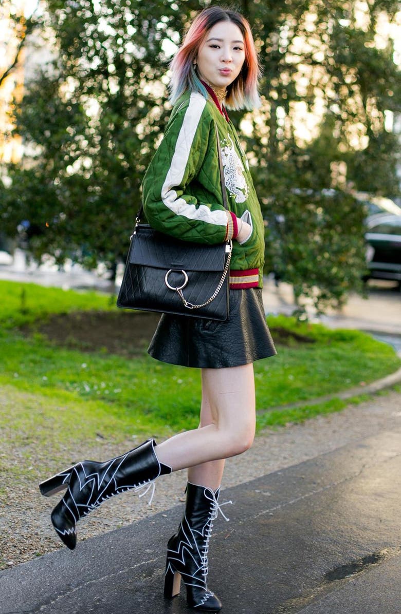 Chloé 'Medium Faye' Diamond Embossed Leather Shoulder Bag, Alternate, color,