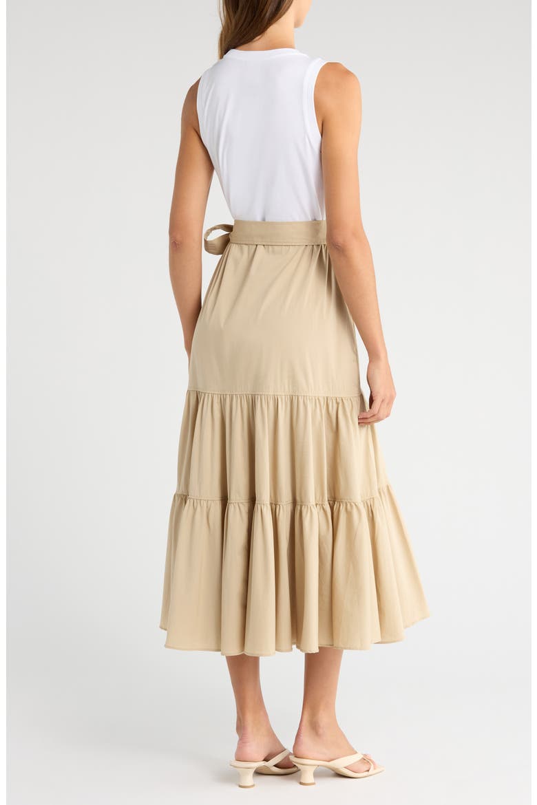 Mahlia Midi Dress, Alternate, color, WHITE/ KHAKI