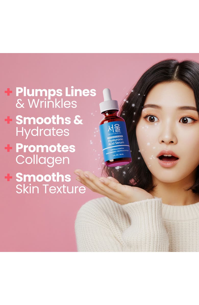 Seoul Ceuticals Korean Skin Care Hyaluronic Acid Serum, Alternate, color, NO COLOR