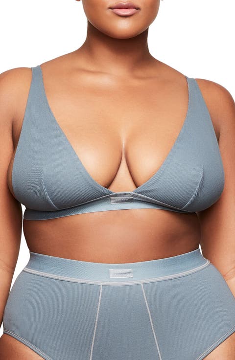 Stretch Cotton Rib Plunge Bralette (Regular & Plus)