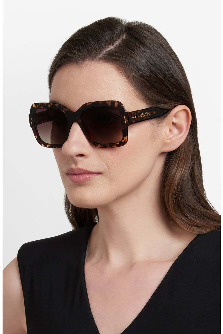 54mm Gradient Square Sunglasses, Alternate, color, HAVANA/ BROWN SF