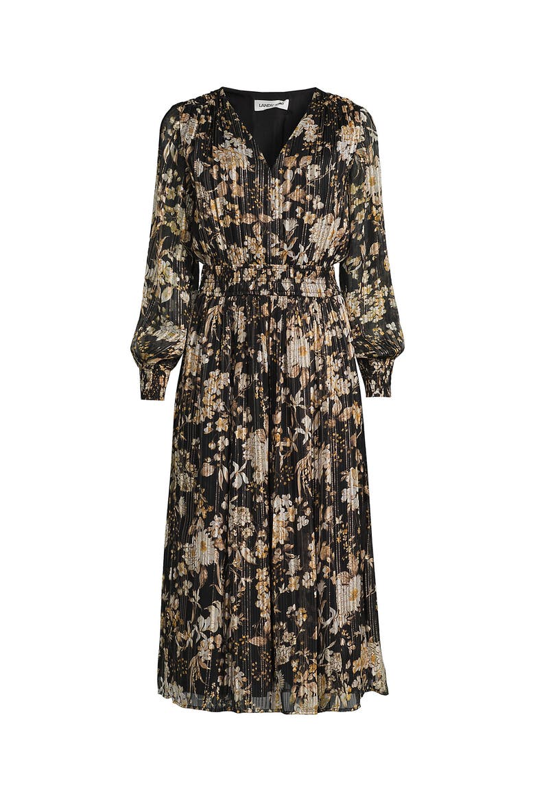 Lurex Shadow Stripe Midi Dress, Alternate, color, Black/Pumice Stone Floral