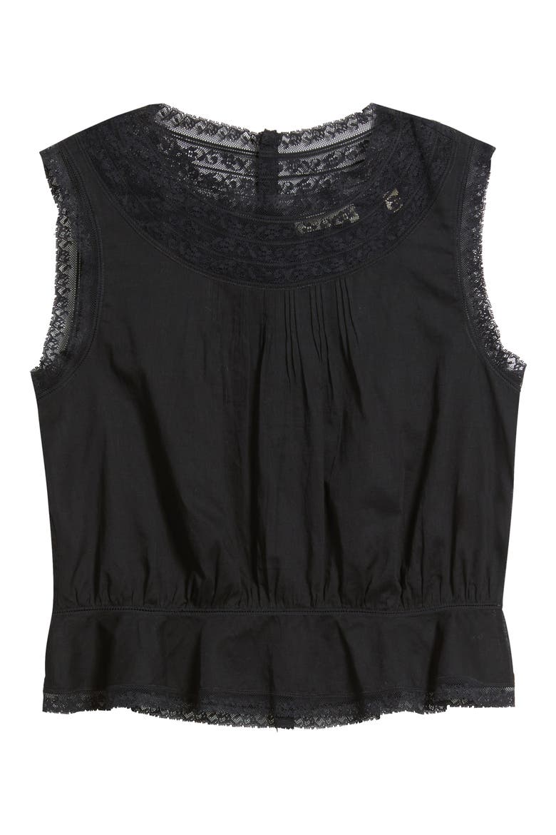 Lilibet Lace Organic Cotton Crop Top, Alternate, color, BLACK
