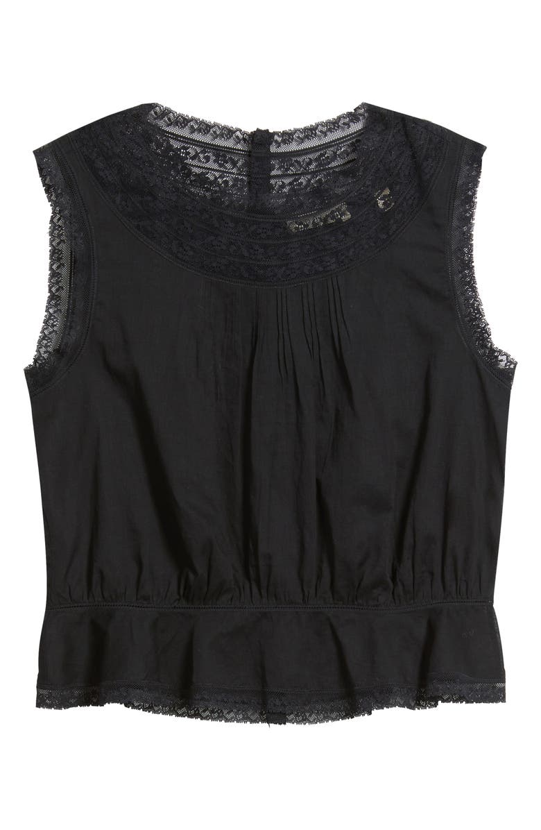 DÔEN Lilibet Lace Organic Cotton Crop Top, Alternate, color, Black