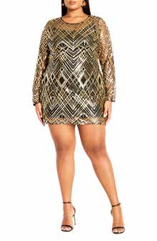City Chic Braylin Long Sleeve Sequin Minidress