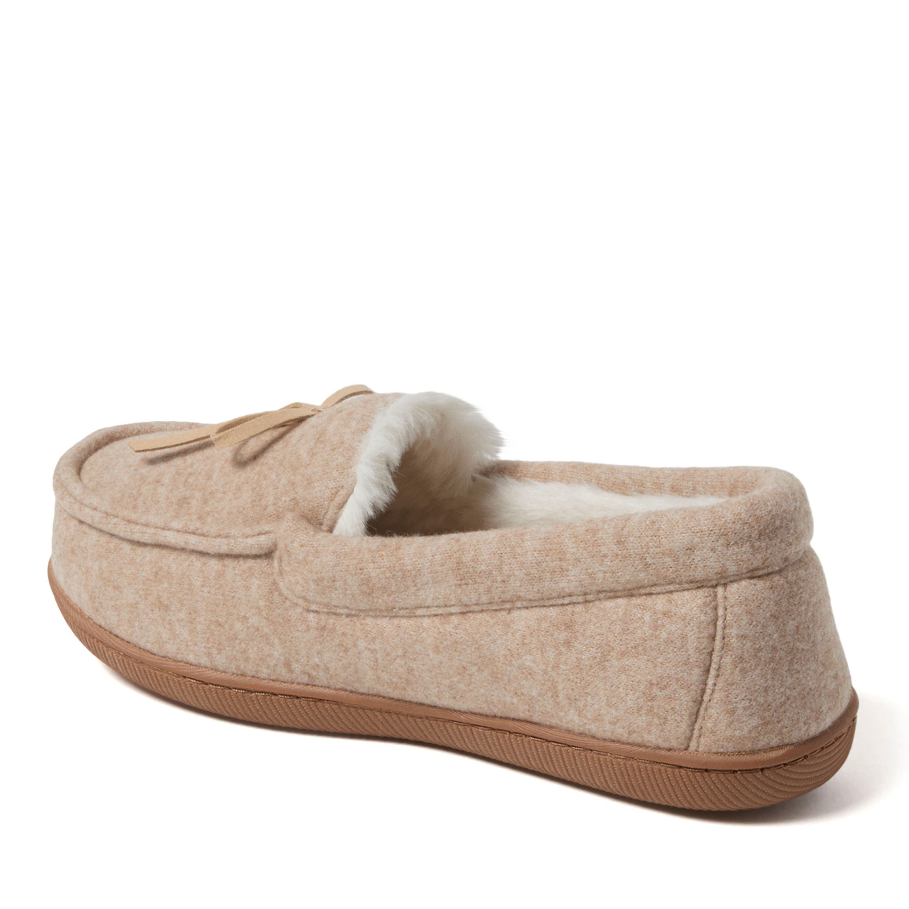 DEARFOAMS Hayes Soft Knit Moccasin Slipper, Alternate, color, Oatmeal Heather