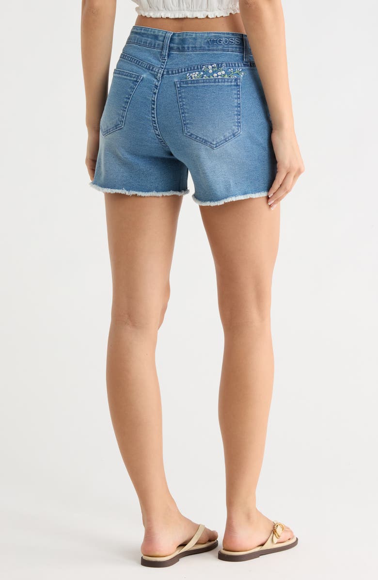 Vigoss Fray Denim Shorts, Alternate, color, Medium Wash
