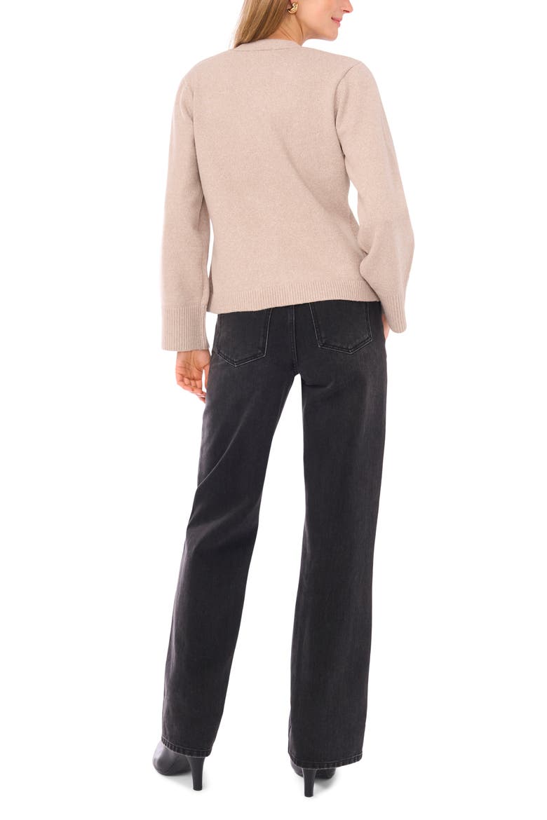 V-Neck Button Front Cardigan, Alternate, color, LIGHT HEATHER TAUPE