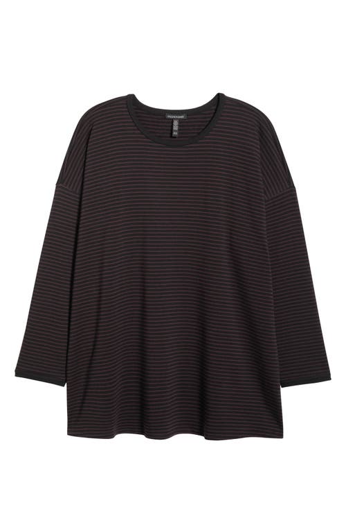 Eileen Fisher Stripe Relaxed Fit Tunic In Burgundy