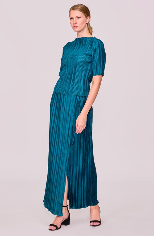 Melloday Pleat Side Tie Knit Maxi Skirt In Blue