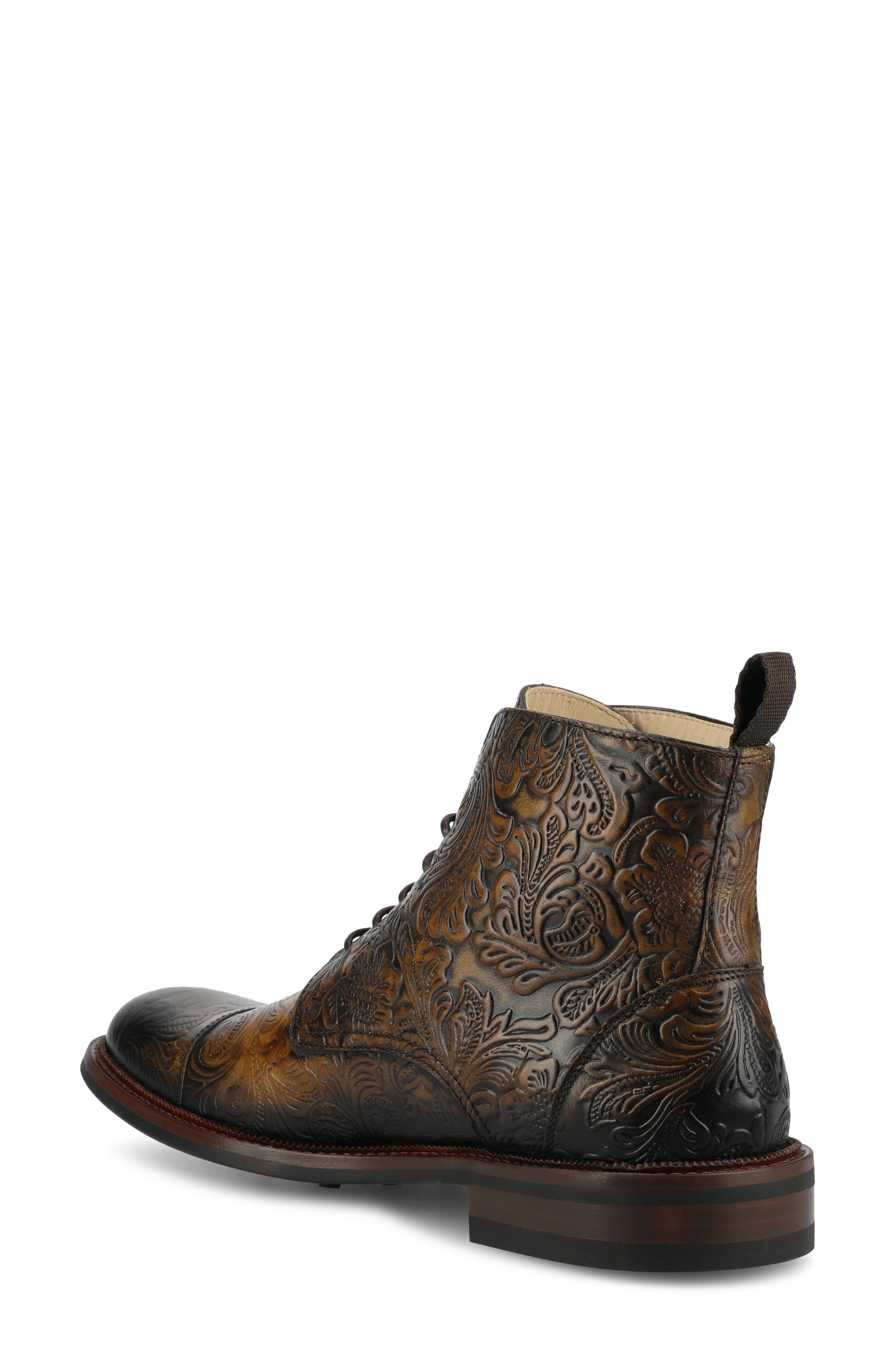 TAFT The Rome Embossed Cap Toe Boot, Alternate, color, 