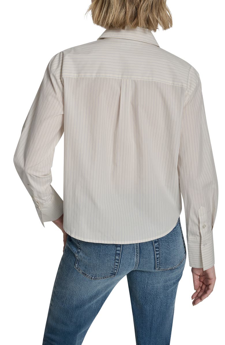 DKNY Jeans Sequin Pin Stripe Button Front Shirt, Alternate, color, Eggnog Combo