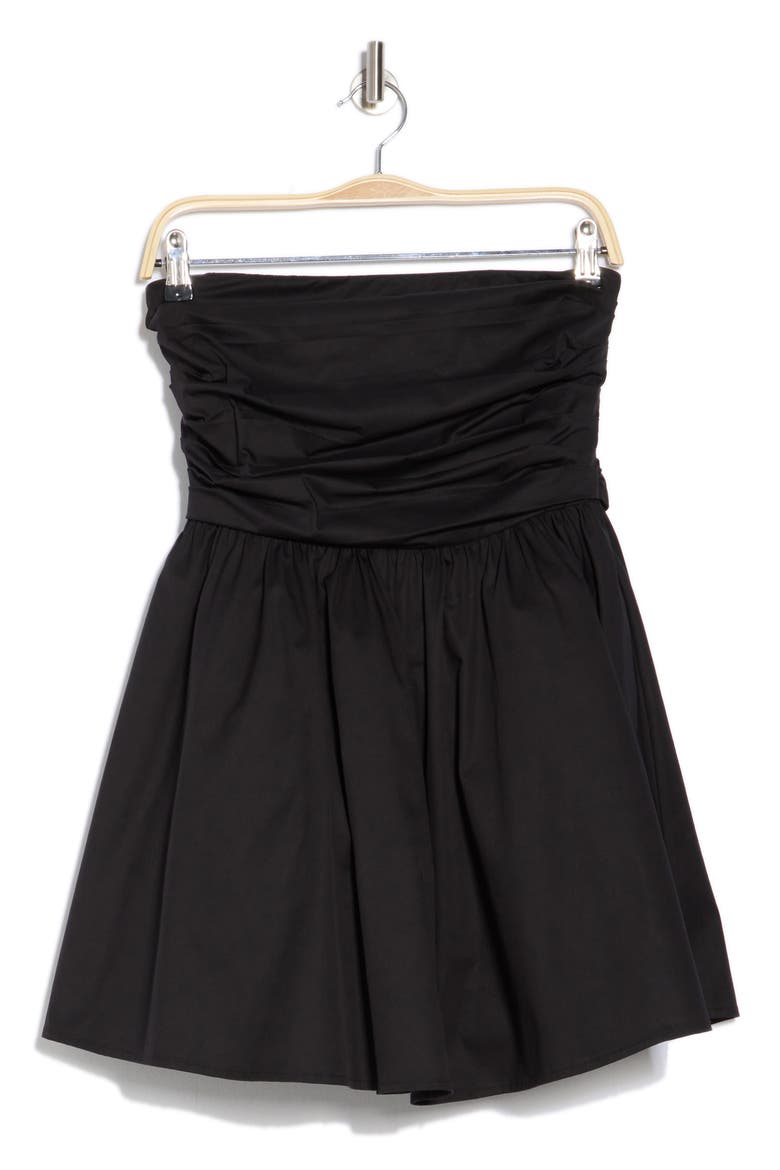 Pleated Bodice Strapless Minidress, Alternate, color, BLACK