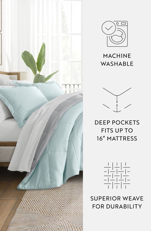 Homespun 7-piece Assorted Reversible Comforter Set In Aqua/light Gray