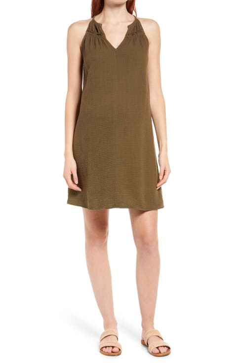 V-Neck Cotton Trapeze Maternity Dress