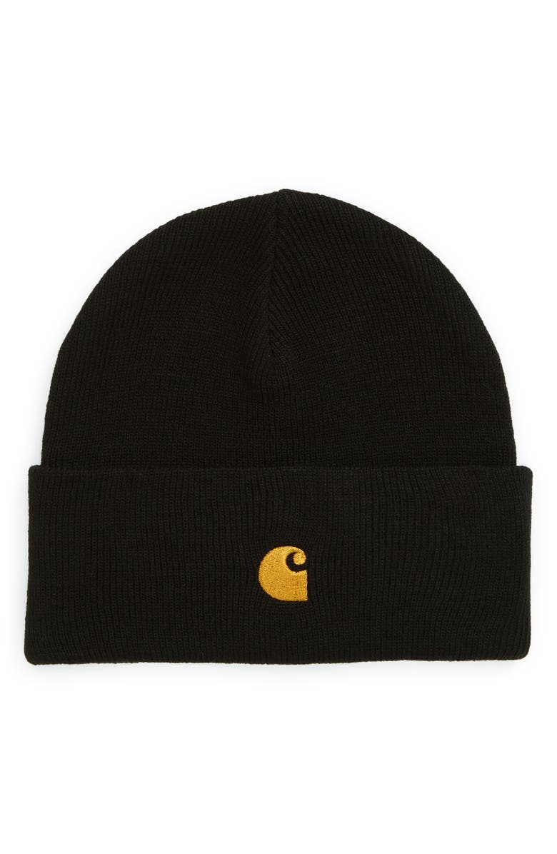 Carhartt Work In Progress Chase Beanie, Main, color, Black/Gold