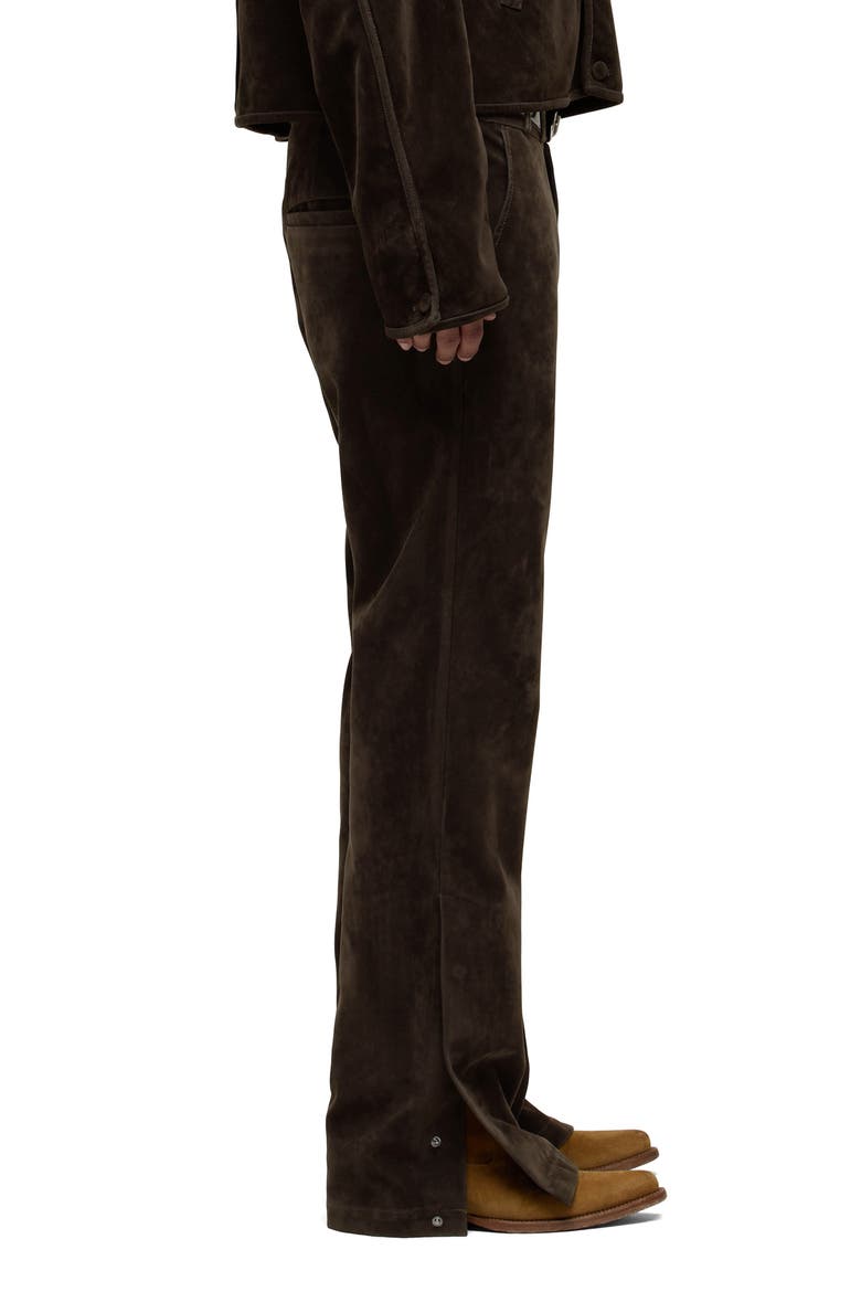 Walker Faux Suede Trousers, Alternate, color, DARK BROWN