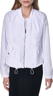 DKNY Logo Trim Nylon Bomber Jacket