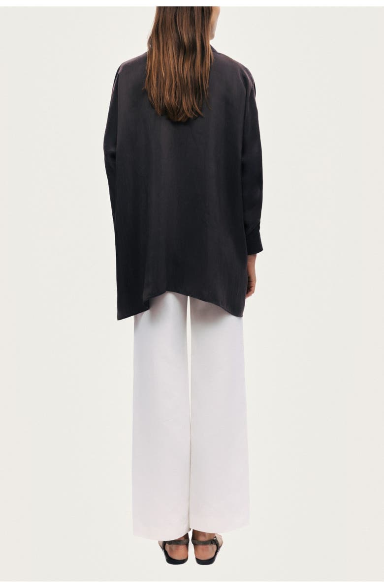 Nocturne Front-Tie Longline Shirt, Alternate, color, Anthracite