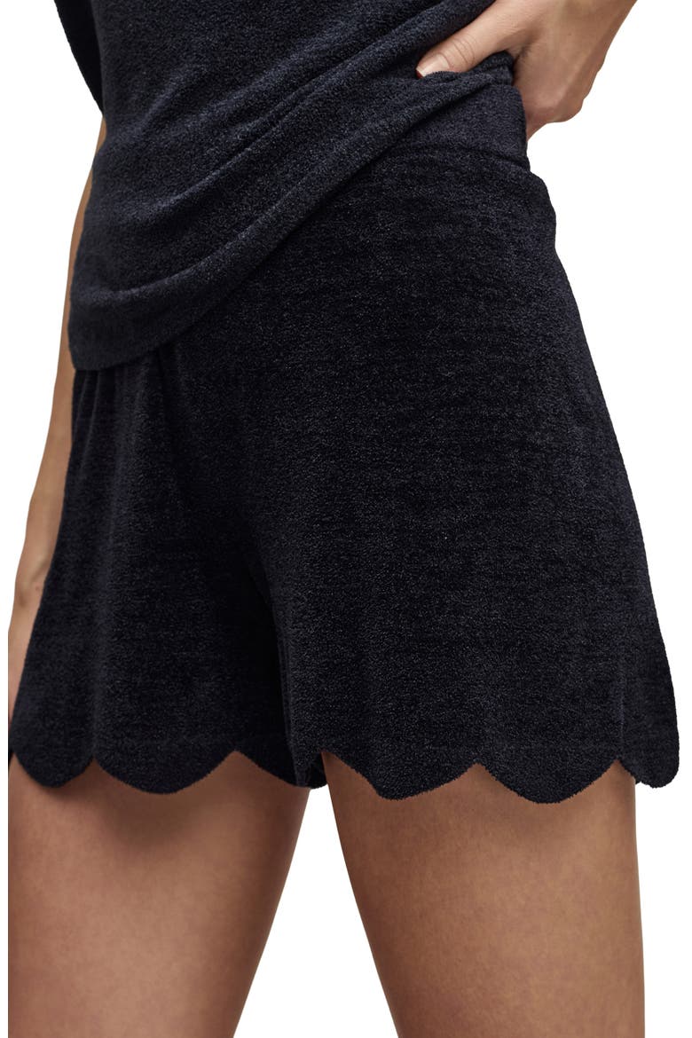 CozyChic® Ultra Lite® Drawstring Scallop Lounge Shorts, Alternate, color, BLACK