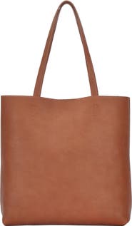 Antik Kraft Faux Leather North/South Tote with Removable Pouch