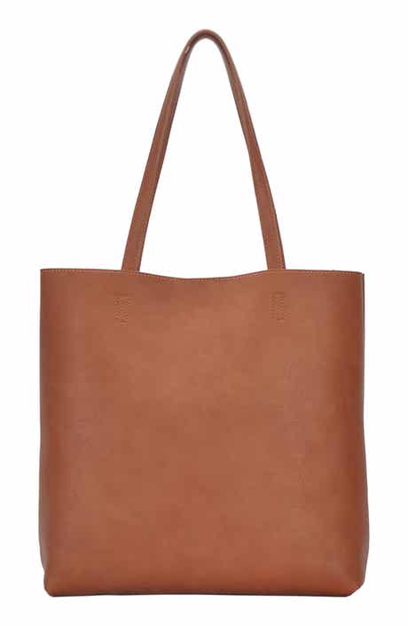 Antik Kraft Faux Leather North/South Tote with Removable Pouch