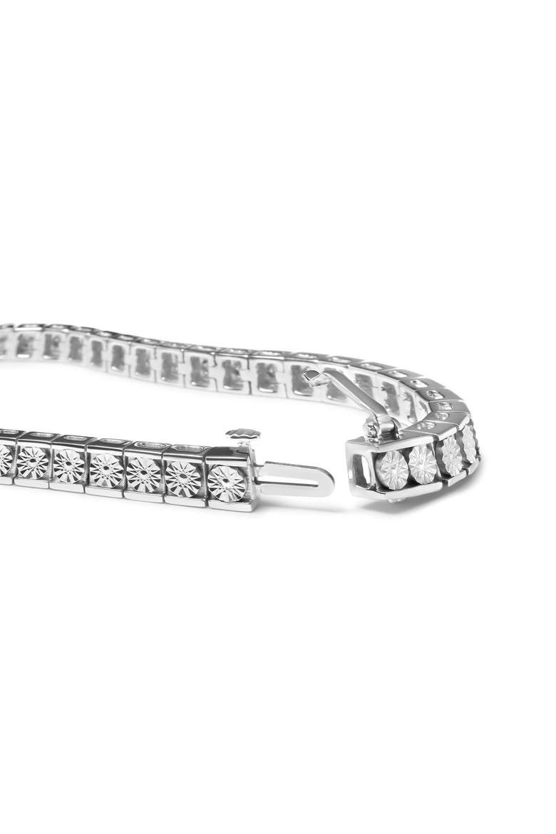 Silver 1/4 Cttw Miracle Set Diamond and Bead Link 7.25" Tennis Bracelet, Alternate, color, White