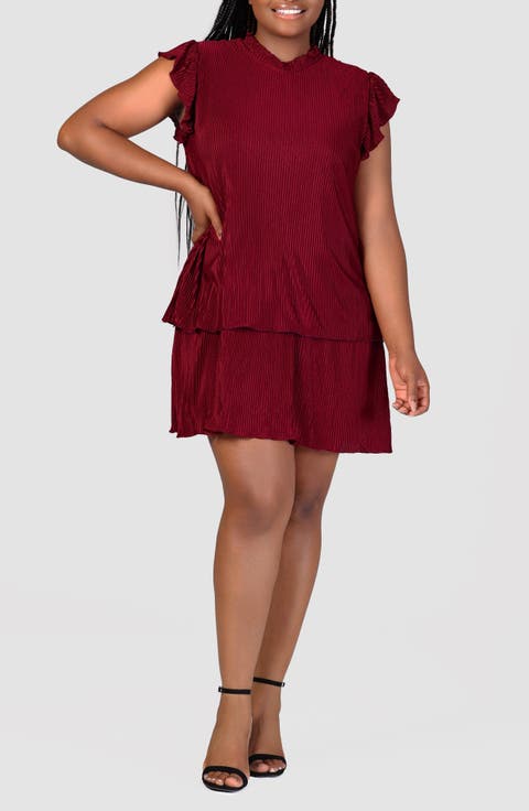 Micropleat Tiered Minidress