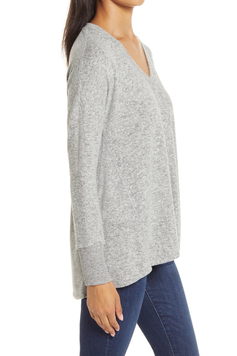 Cozy V-Neck Tunic, Alternate, color, HEATHER GREY