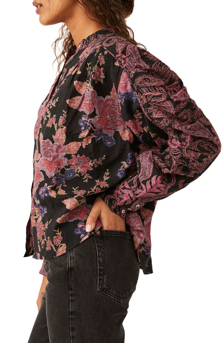 Free People Maraya Floral Print Cotton Button-Up Blouse, Alternate, color,
