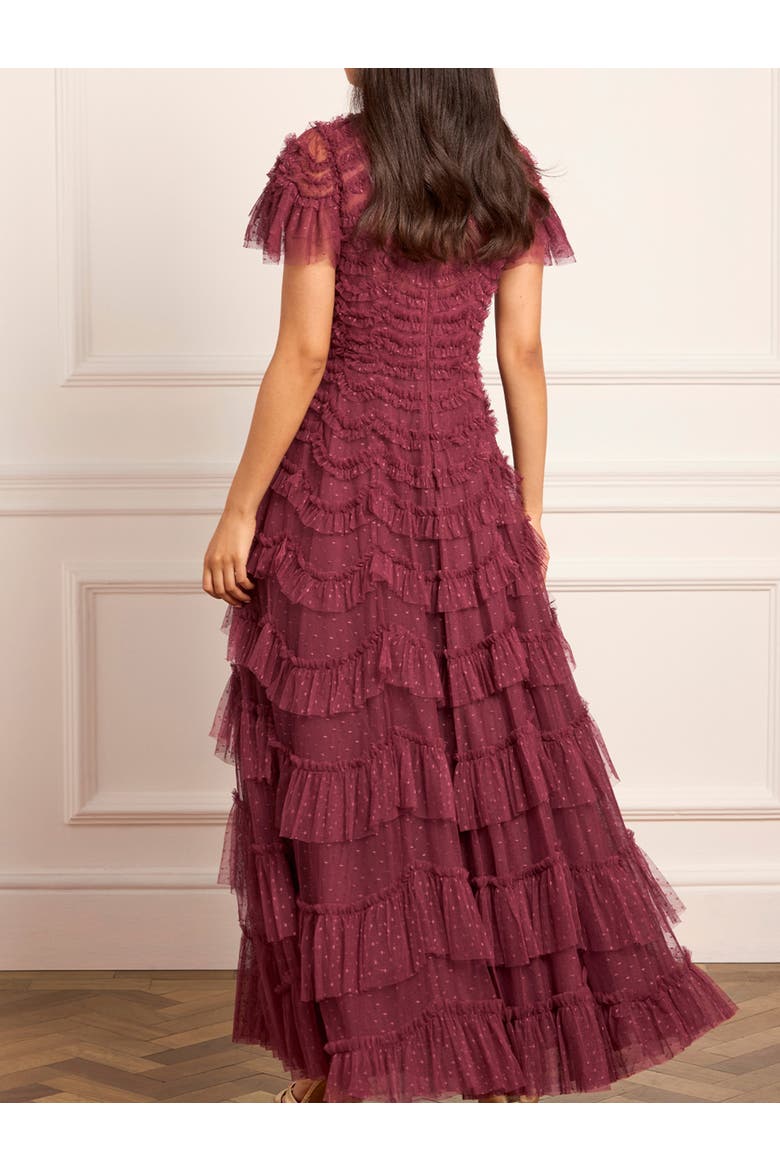 Aviana V-Neck Gown, Alternate, color, Winterberry