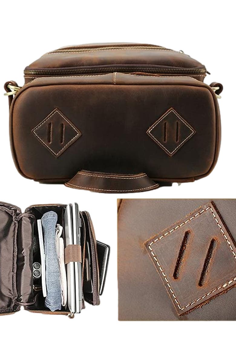 STEEL HORSE LEATHER The Raoul Backpack | Handmade Vintage Leather Backpack, Alternate, color, Dark Brown