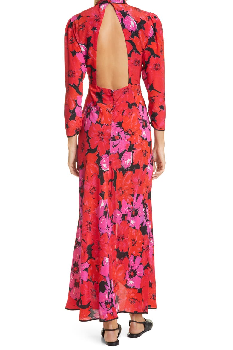 Dani Floral Print Silk Maxi Dress, Alternate, color, MYSTIC BLOOM PINK