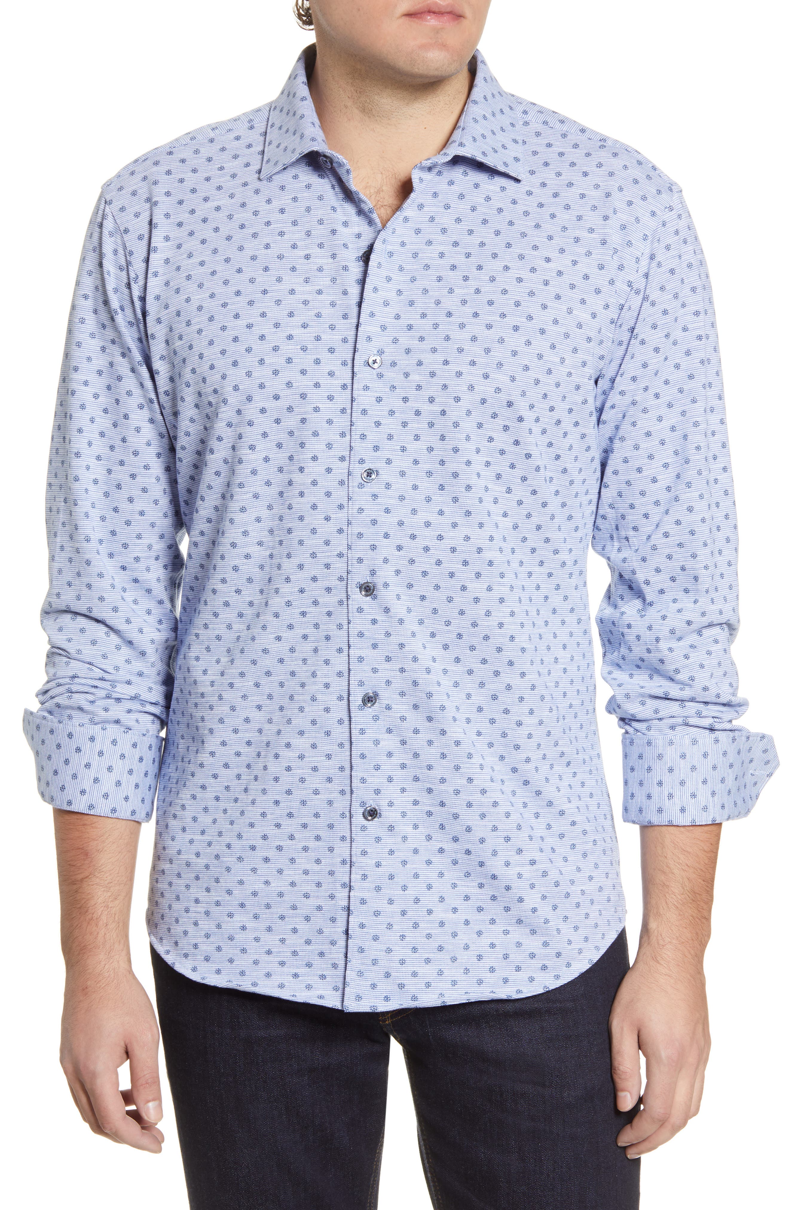 Regular Fit Knit Button-Up Shirt