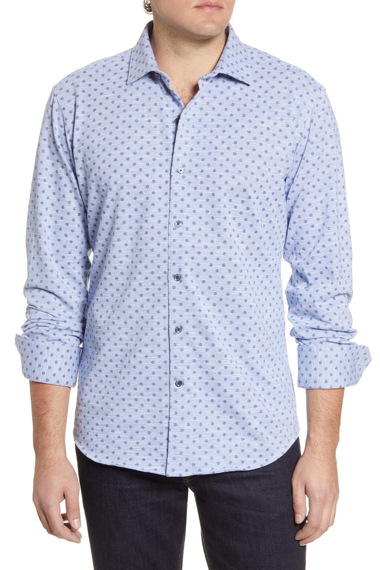 Regular Fit Knit Button-Up Shirt, Main, color, CLASSIC BLUE