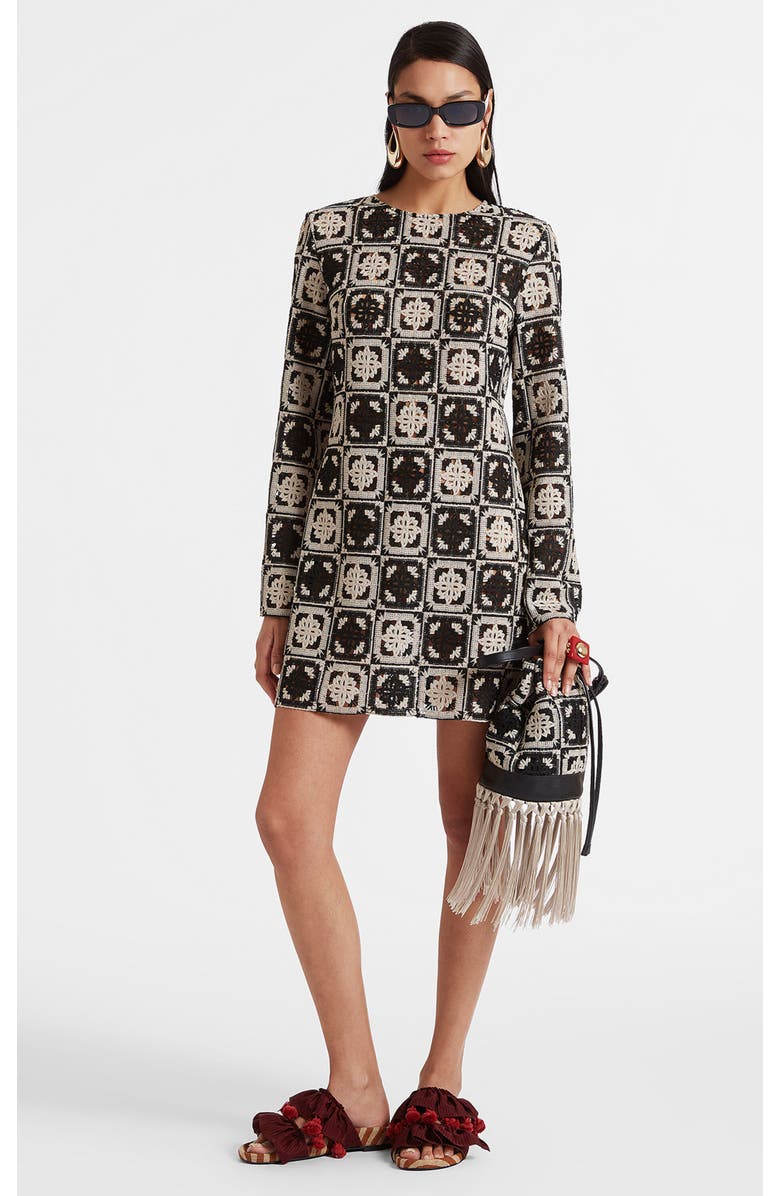 La DoubleJ Mini Supremes Swing Dress, Main, color, Mini Tiles Macrame' Black