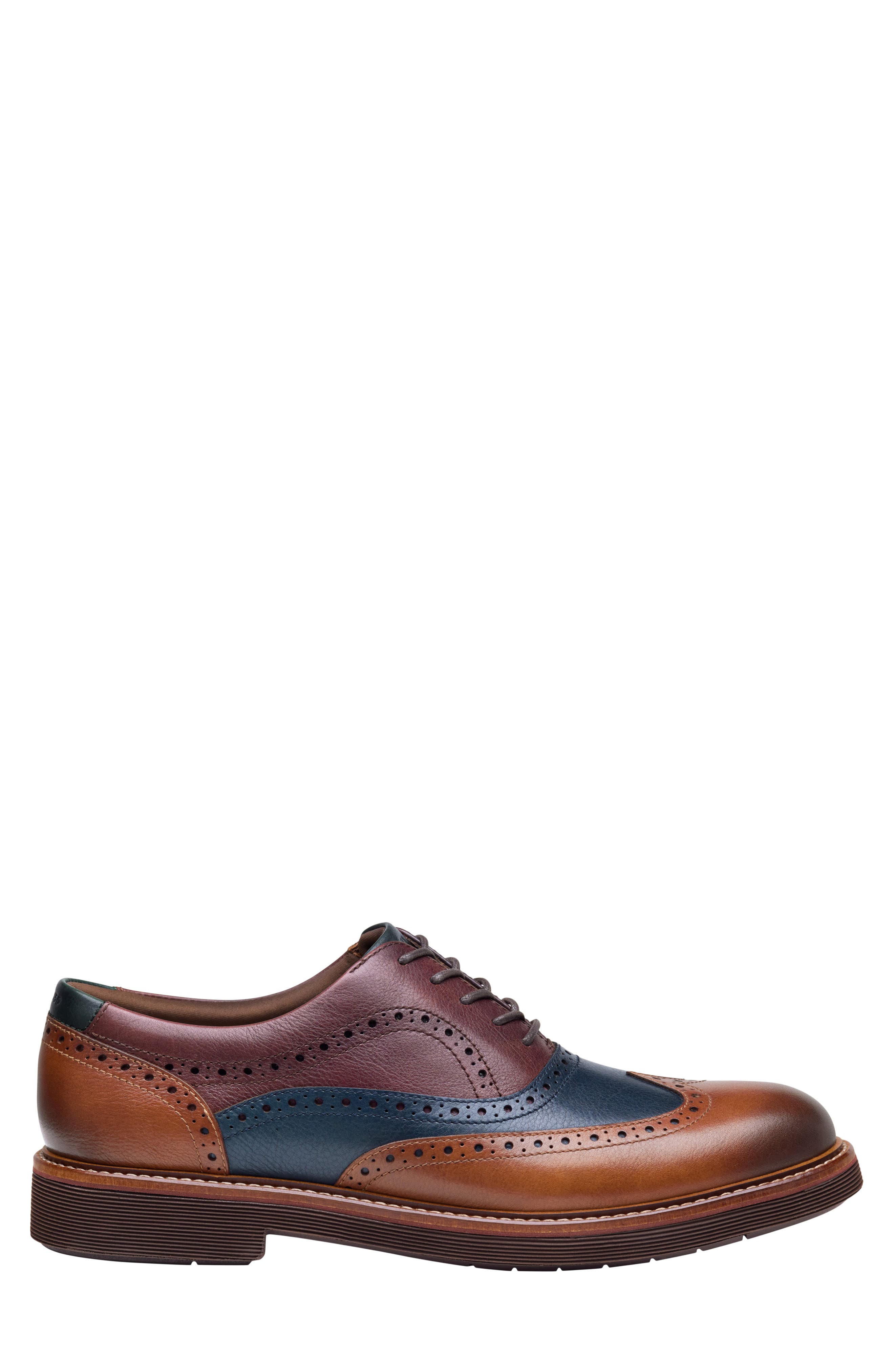 Tyson Wingtip Oxford, Alternate, color, TAN/ NAVY/ BURGUNDY