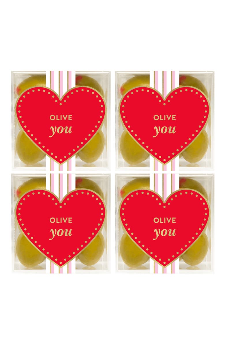 sugarfina Olive You Set of 4 Martini Olive Almonds Candy Cubes, Main, color, 