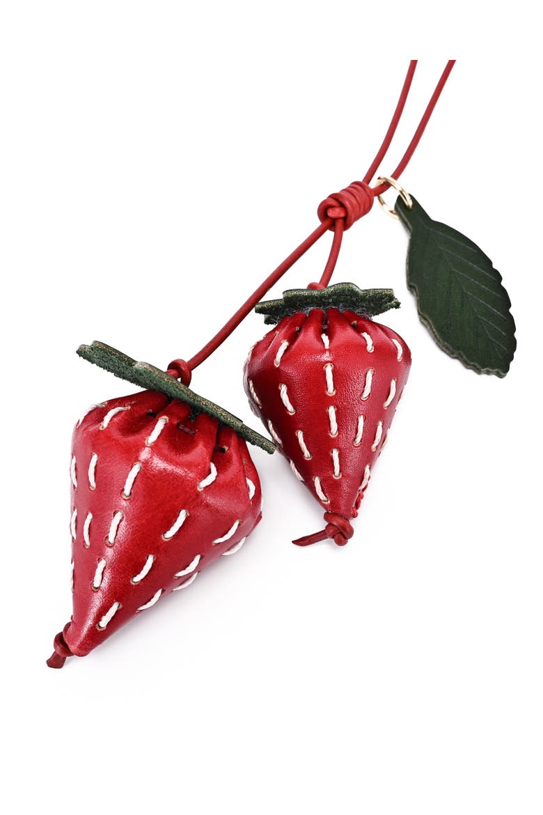 Strawberry Genuine Leather Artisan Charm, Alternate, color, Ruby