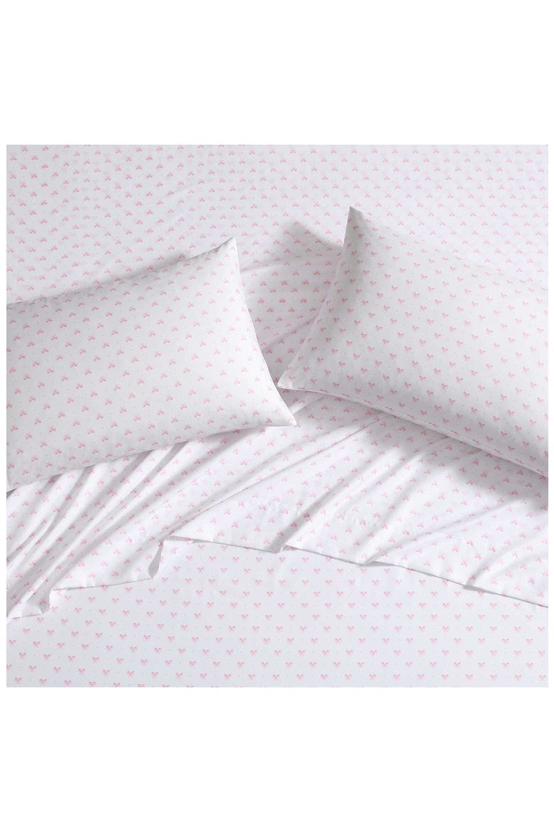 Lovely Bow Print Microfiber Sheet Set, Alternate, color, LT-PASTEL PINK