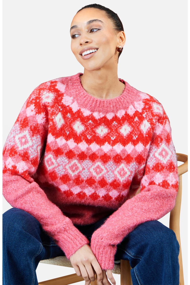 Fairisle Wool Blend Relaxed Jumper, Alternate, color, Red