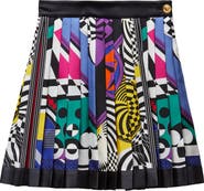 Versace Teatro Foulard Pleated Silk Twill Miniskirt