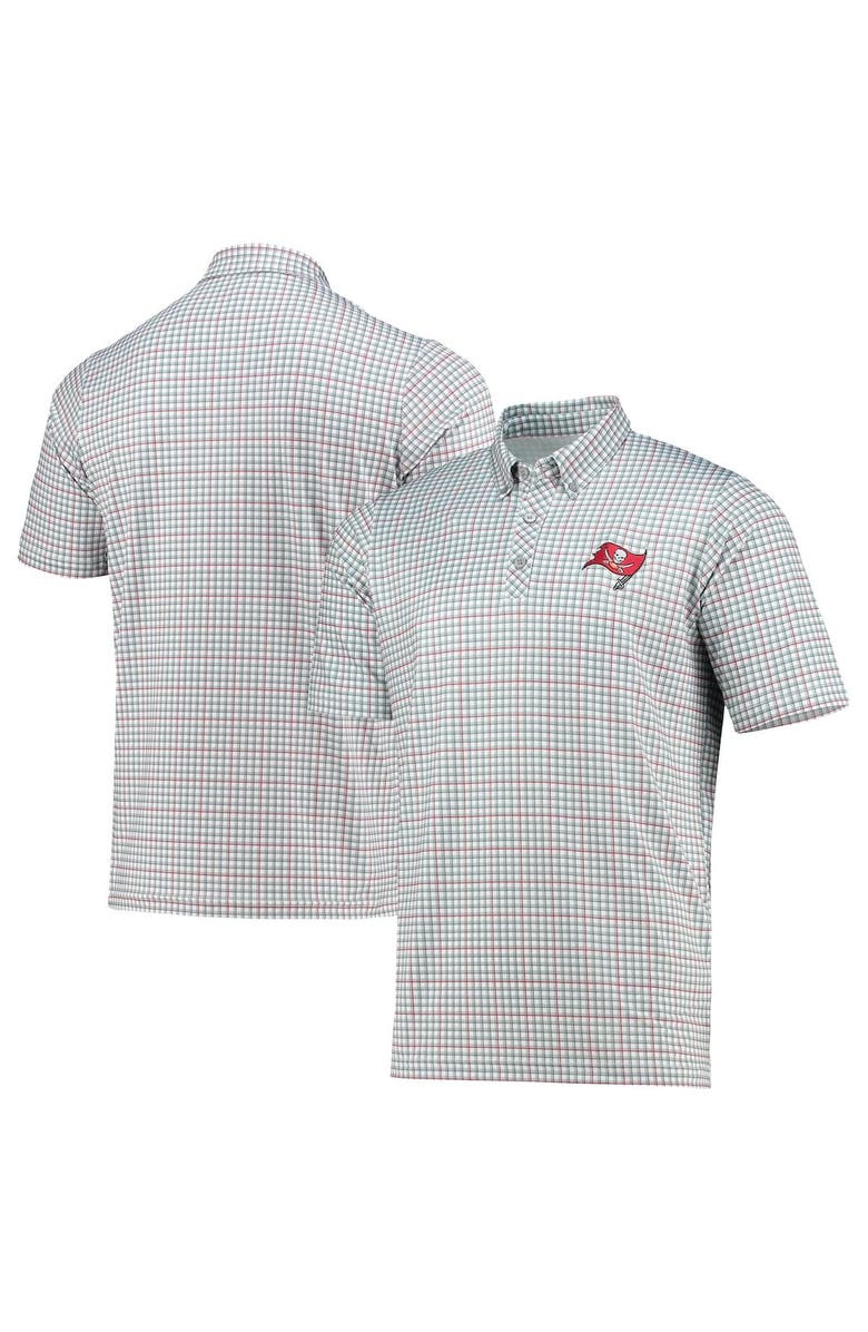 ANTIGUA Men's Antigua Gray/Red Tampa Bay Buccaneers Deliver Button-Down Polo, Main, color, White