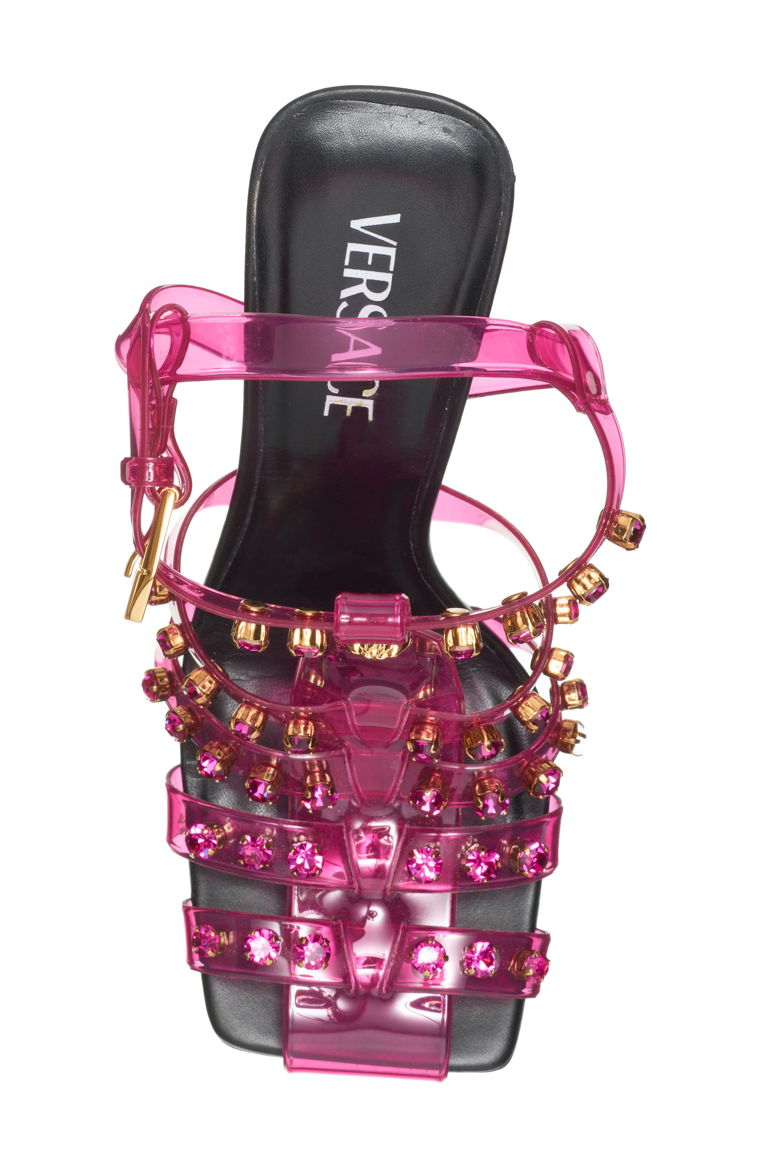 Versace Crystal Embellished Jelly Fisherman Sandal, Alternate, color, 