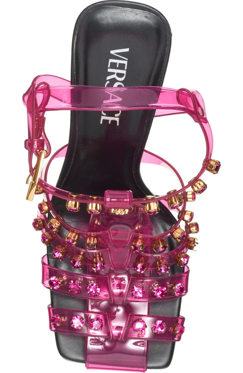 Versace Crystal Embellished Jelly Fisherman Sandal, Alternate, color,