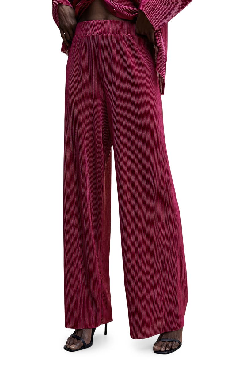 MANGO Pleated Satin Palazzo Pants, Main, color, 