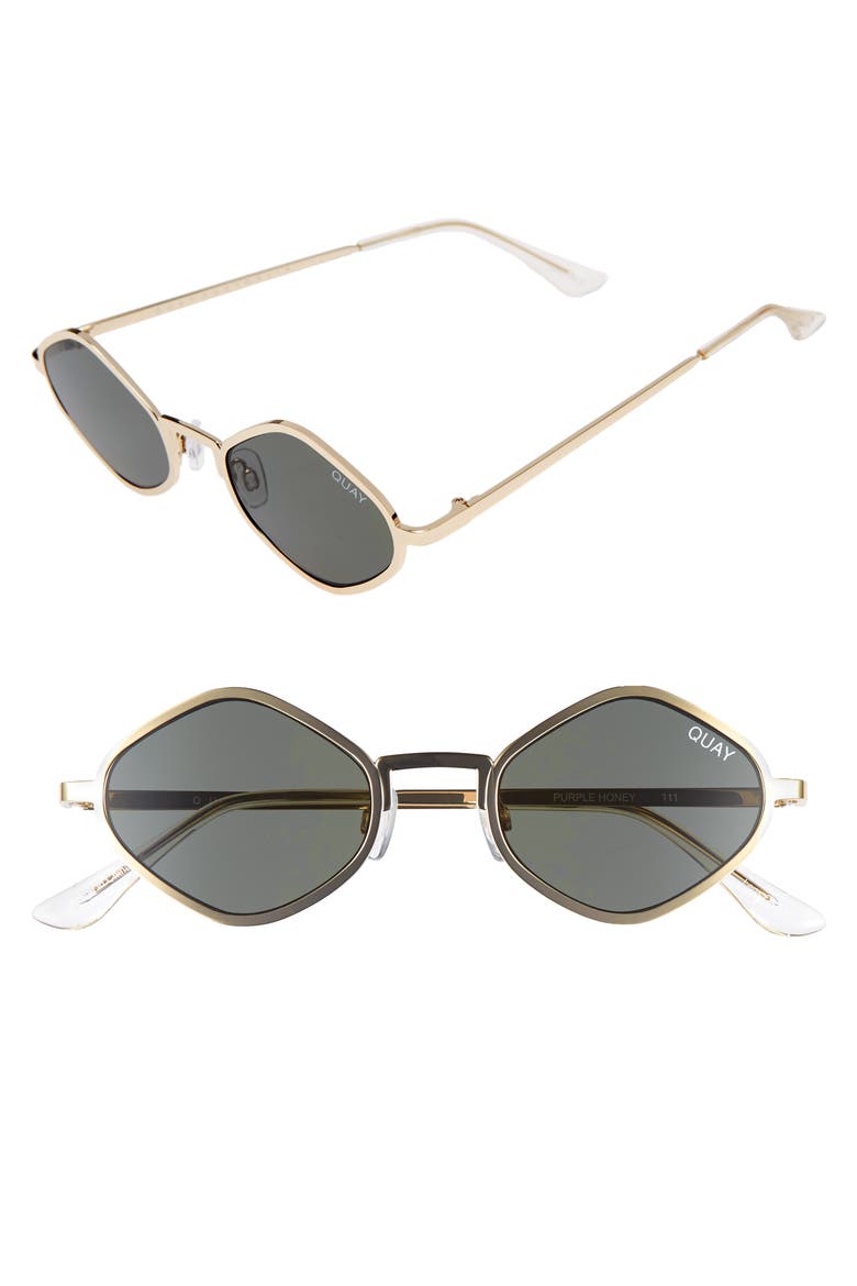 Australia Purple Honey 48mm Geo Sunglasses, Main, color, GOLD/ GREEN