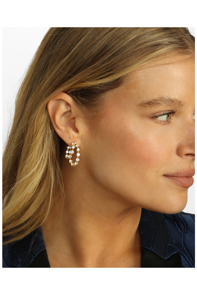 She's an Icon Double Hoop Earrings, Alternate, color, GOLD-WHITE